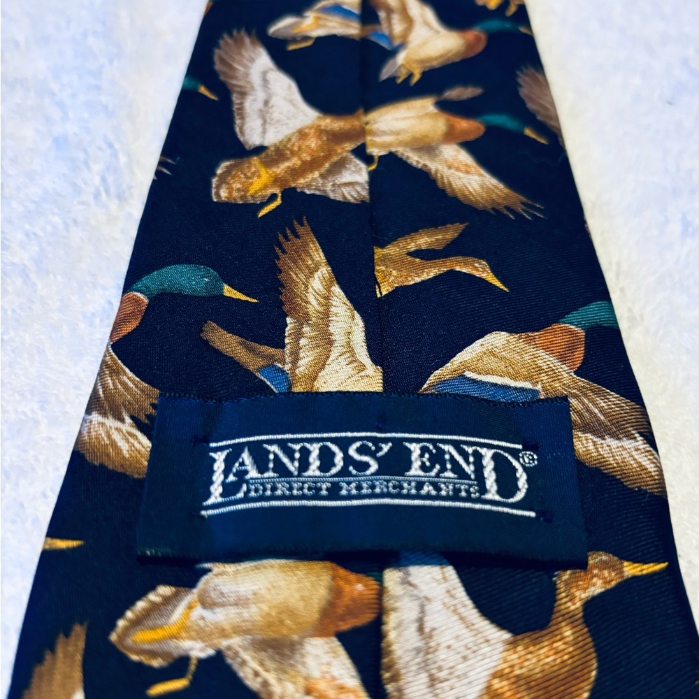 Brand New Stylish Mallard Duck Tie By LANDS END - Picture 4 of 4